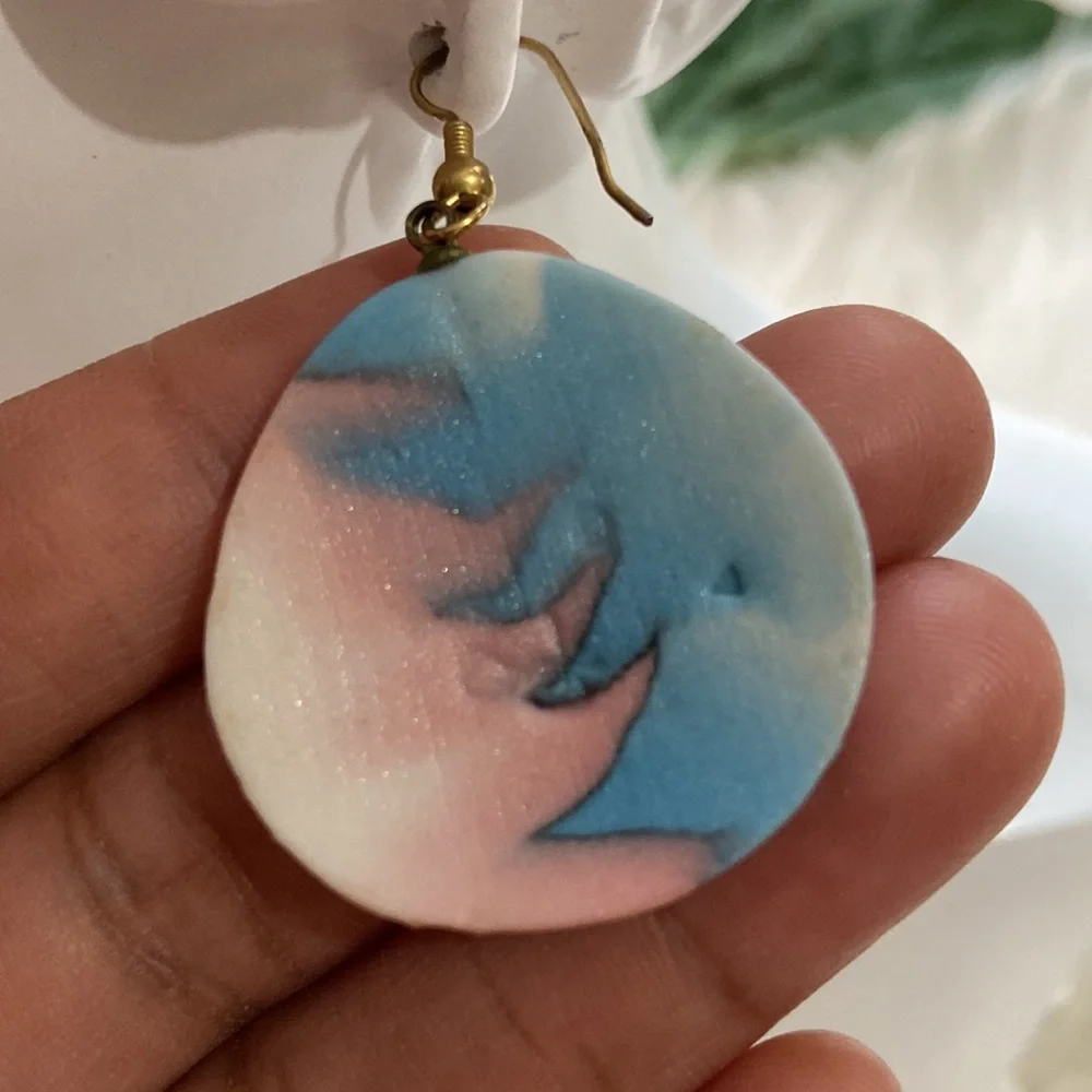 Ceramic Pastel Color Gold Tone Earrings